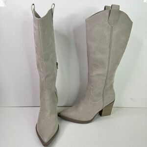 Mia Cowgirl Pull On Pinted Toes Boots Grey Size 8 #596